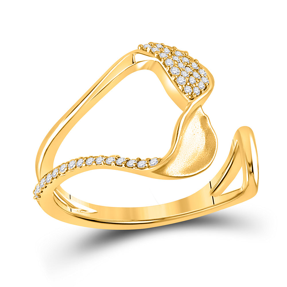 14kt Yellow Gold Womens Round Diamond Abstract Fashion Ring 1/5 Cttw