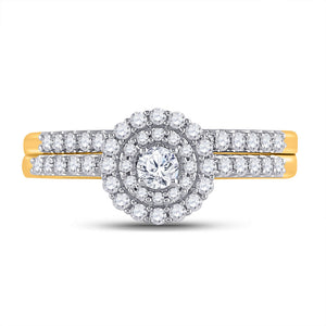 10kt Yellow Gold Round Diamond Bridal Wedding Ring Band Set 1/2 Cttw