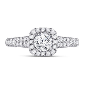 14kt White Gold Round Diamond Halo Bridal Wedding Engagement Ring 1 Cttw
