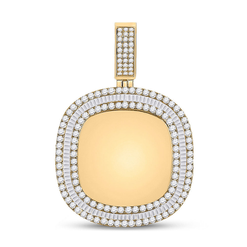 14kt Yellow Gold Mens Baguette Diamond Picture Memory Charm Pendant 4 Cttw