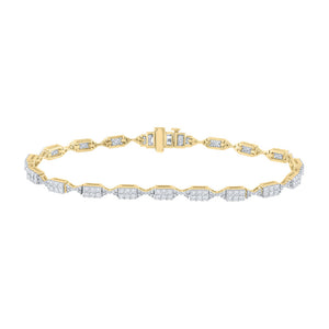14kt Yellow Gold Womens Round Diamond Fashion Bracelet 2 Cttw