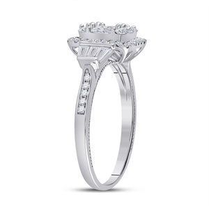 14kt White Gold Womens Baguette Diamond Square Ring 3/4 Cttw