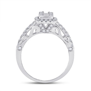 14kt White Gold Womens Baguette Diamond Square Ring 3/4 Cttw