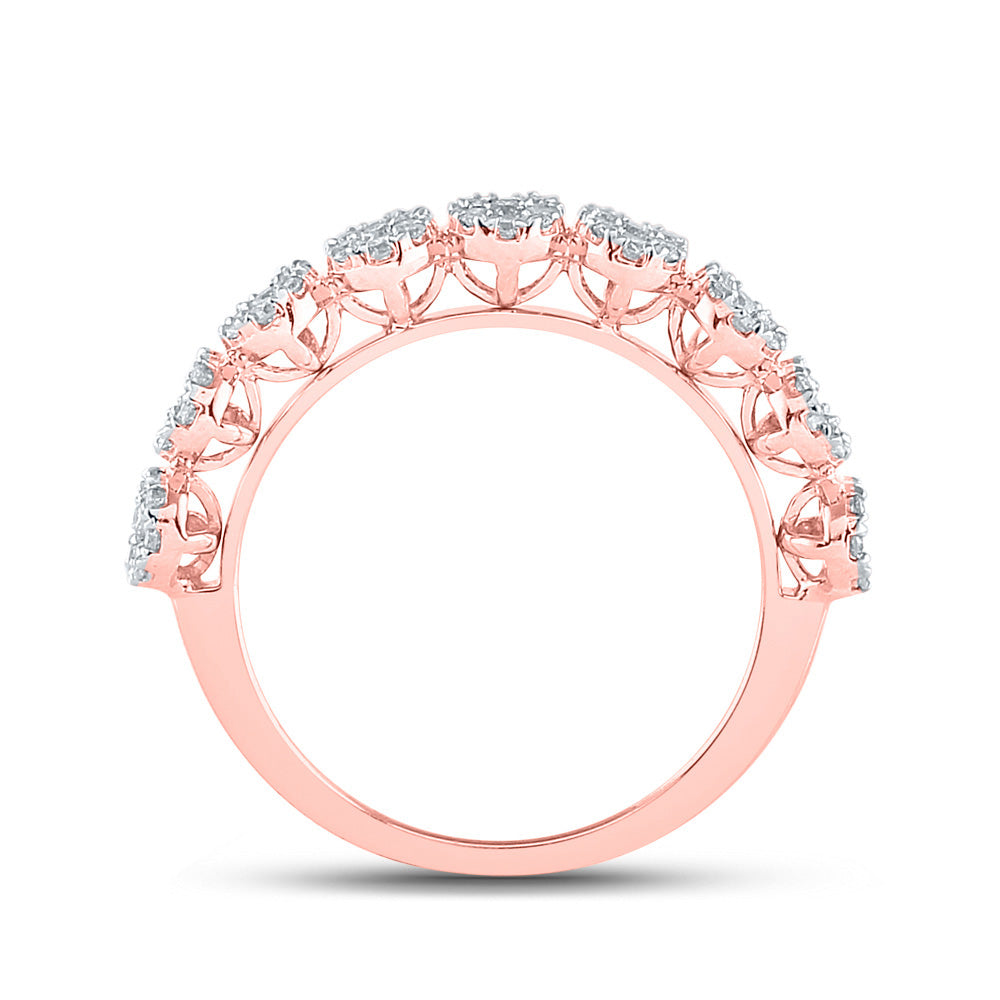 14kt Rose Gold Womens Round Diamond Band Ring 5/8 Cttw