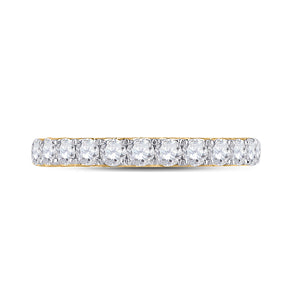 14kt Yellow Gold Womens Round Diamond Single Row Band Ring 1-1/2 Cttw