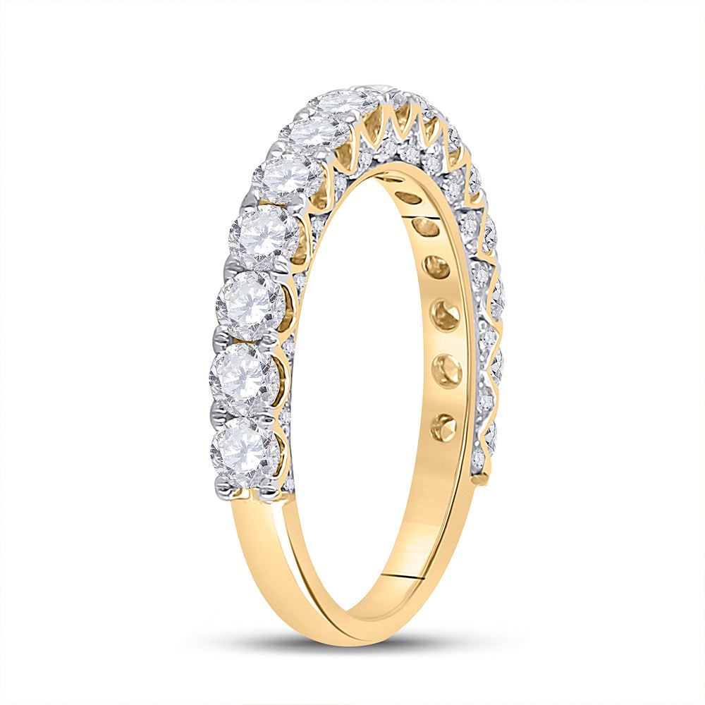 14kt Yellow Gold Womens Round Diamond Single Row Band Ring 1-1/2 Cttw