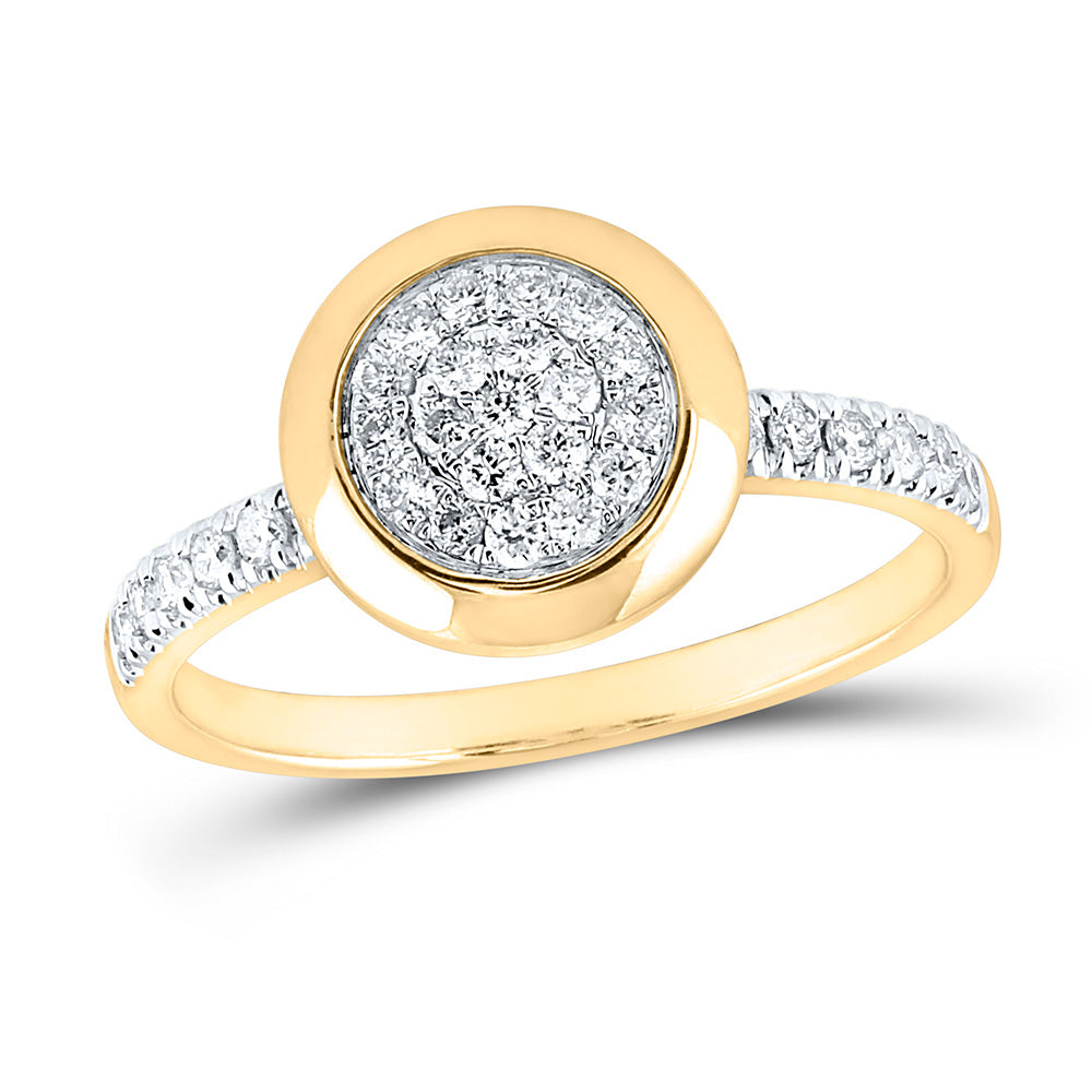 10kt Yellow Gold Womens Round Diamond Circle Cluster Ring 1/3 Cttw