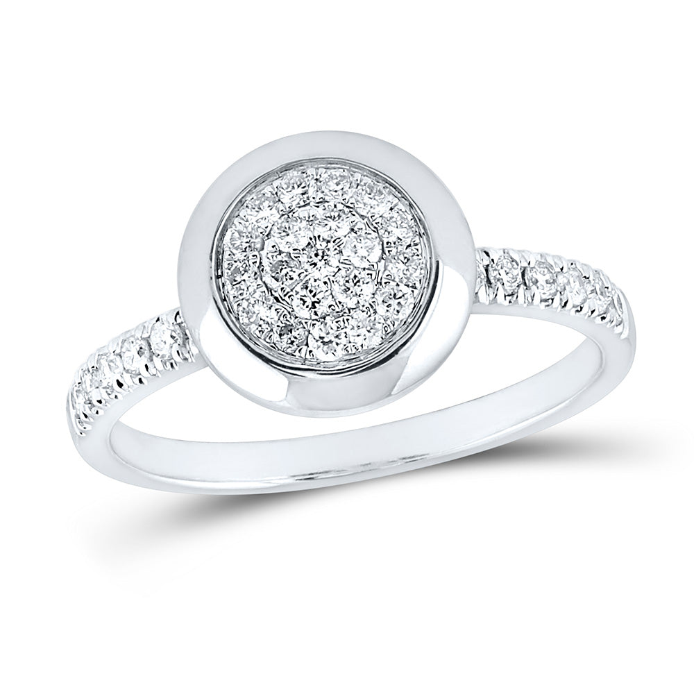 10kt White Gold Womens Round Diamond Circle Cluster Ring 1/3 Cttw