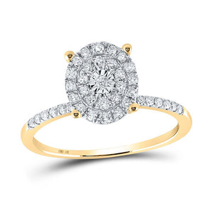 10kt Yellow Gold Womens Round Diamond Oval Cluster Ring 1/3 Cttw