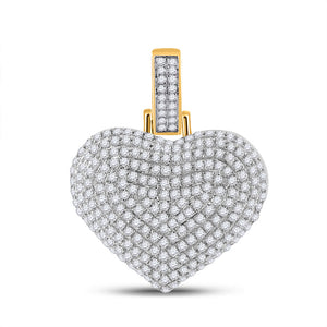 10kt Yellow Gold Mens Round Diamond Heart Charm Pendant 3/4 Cttw
