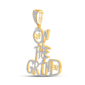 10kt Yellow Gold Mens Round Diamond On The Grind Charm Pendant 3/4 Cttw