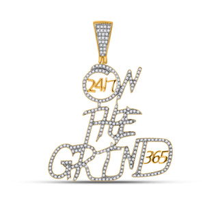 10kt Yellow Gold Mens Round Diamond On The Grind Charm Pendant 3/4 Cttw