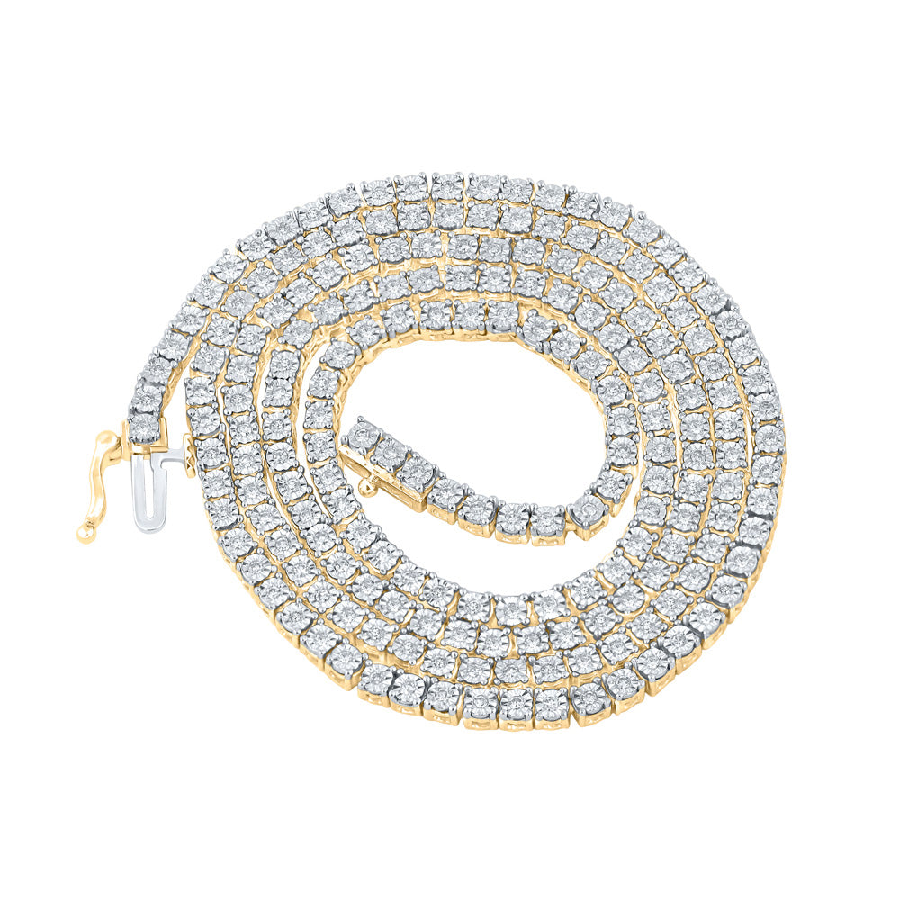 10kt Yellow Gold Mens Round Diamond 22" Chain 22" Chain Necklace 1-1/3 Cttw