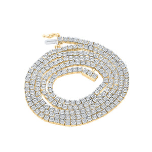 10kt Yellow Gold Mens Round Diamond 24" Chain 24" Chain Necklace 1-1/2 Cttw