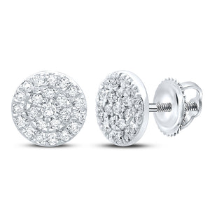 10kt White Gold Womens Round Diamond Cluster Earrings 1/8 Cttw