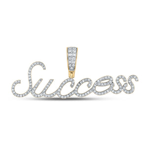 10kt Yellow Gold Mens Round Diamond Success Charm Pendant 1/2 Cttw