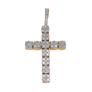 Diamond Cross Pendant - 10K Gold - Free Hollow Rope Chain