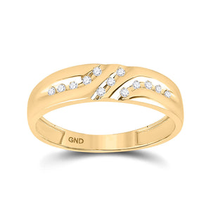 14kt Yellow Gold Mens Round Diamond Wedding Band Ring 1/8 Cttw