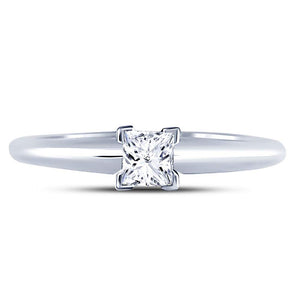 14kt White Gold Womens Princess Diamond Solitaire Bridal Wedding Engagement Ring 1/3 Cttw