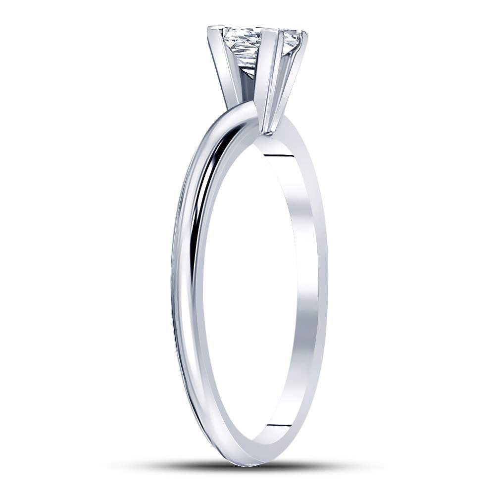 14kt White Gold Womens Princess Diamond Solitaire Bridal Wedding Engagement Ring 1/3 Cttw