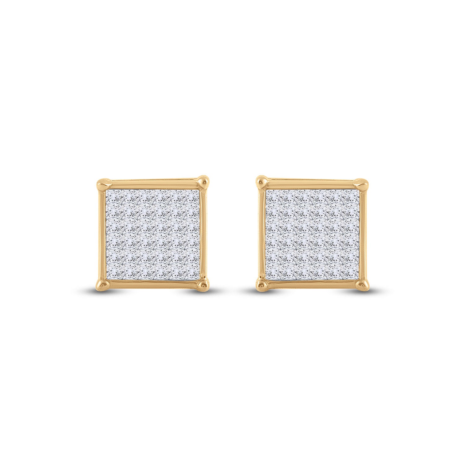 14kt Yellow Gold Womens Princess Diamond Square Earrings 1/2 Cttw
