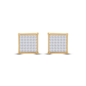 14kt Yellow Gold Womens Princess Diamond Square Earrings 1/2 Cttw