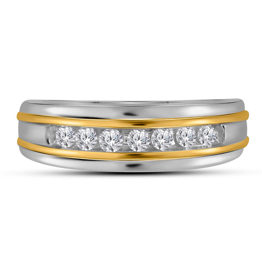 10kt White Gold Mens Round Diamond Wedding Single Row Band Ring 1/4 Cttw