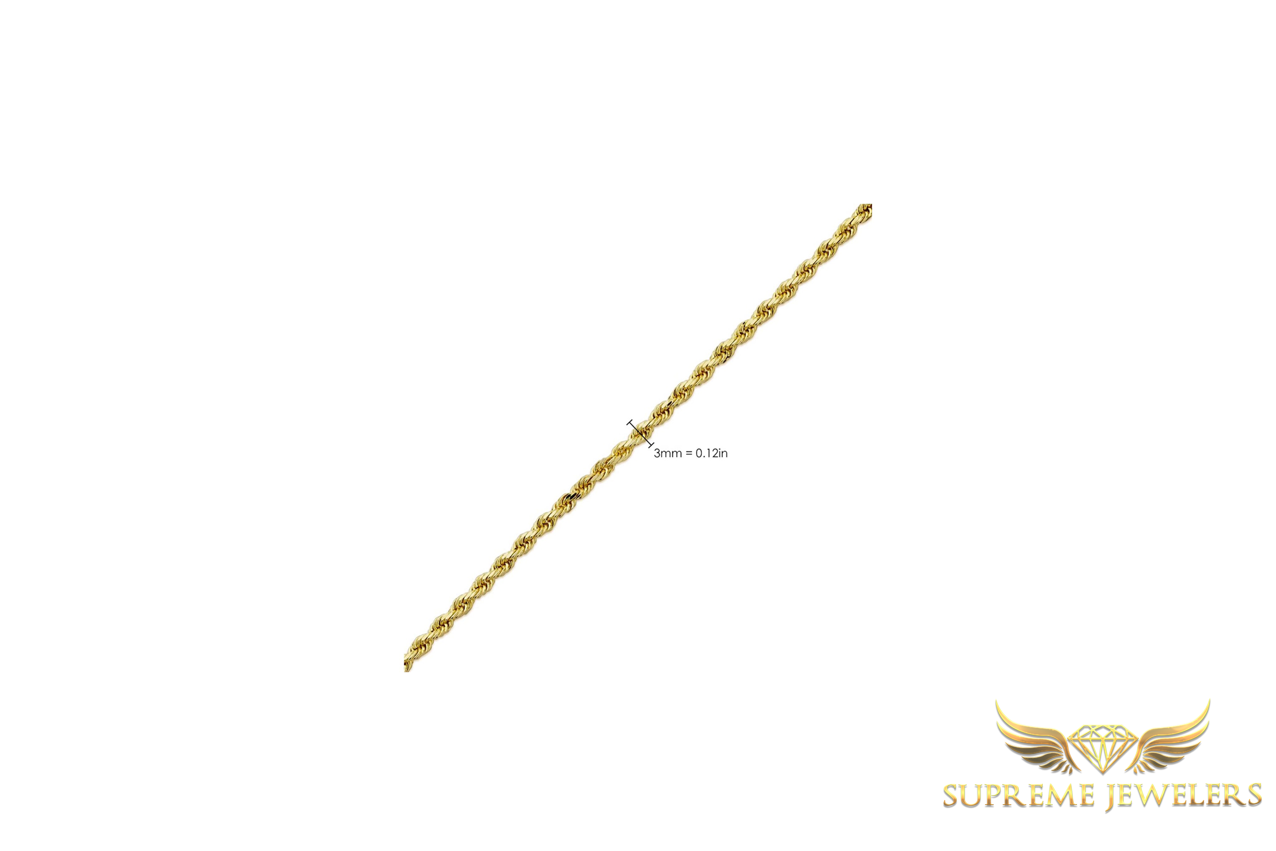 3mm 10K Gold Rope Chain (Hollow)