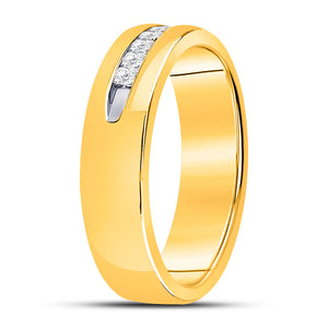 14kt Yellow Gold Mens Princess Diamond Wedding Band Ring 1/4 Cttw