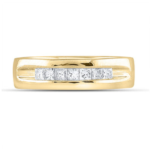 14kt Yellow Gold Mens Princess Diamond Wedding Single Row Band Ring 1/2 Cttw