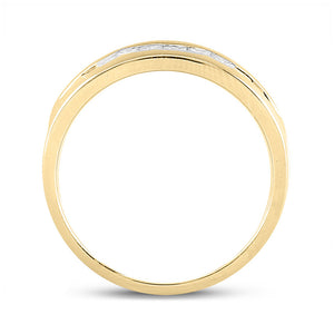 14kt Yellow Gold Mens Princess Diamond Wedding Single Row Band Ring 1/2 Cttw