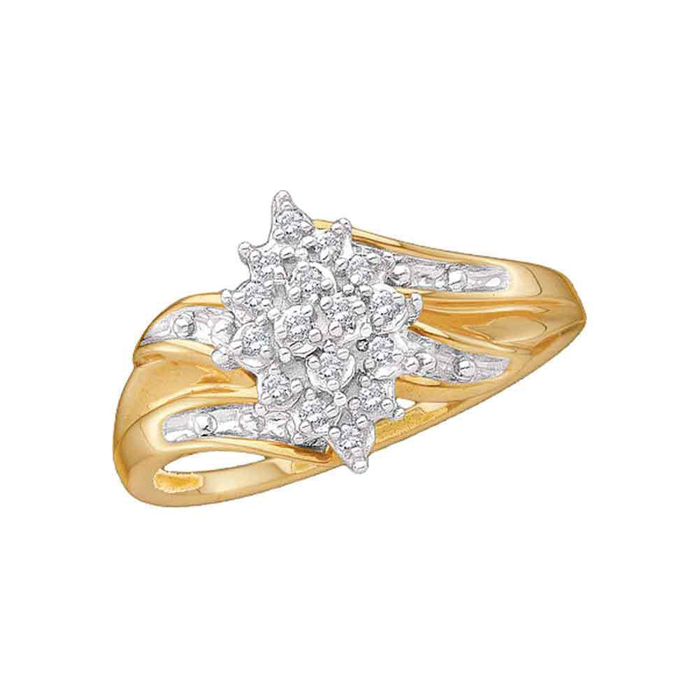 10kt Yellow Gold Womens Round Diamond Cluster Ring 1/10 Cttw