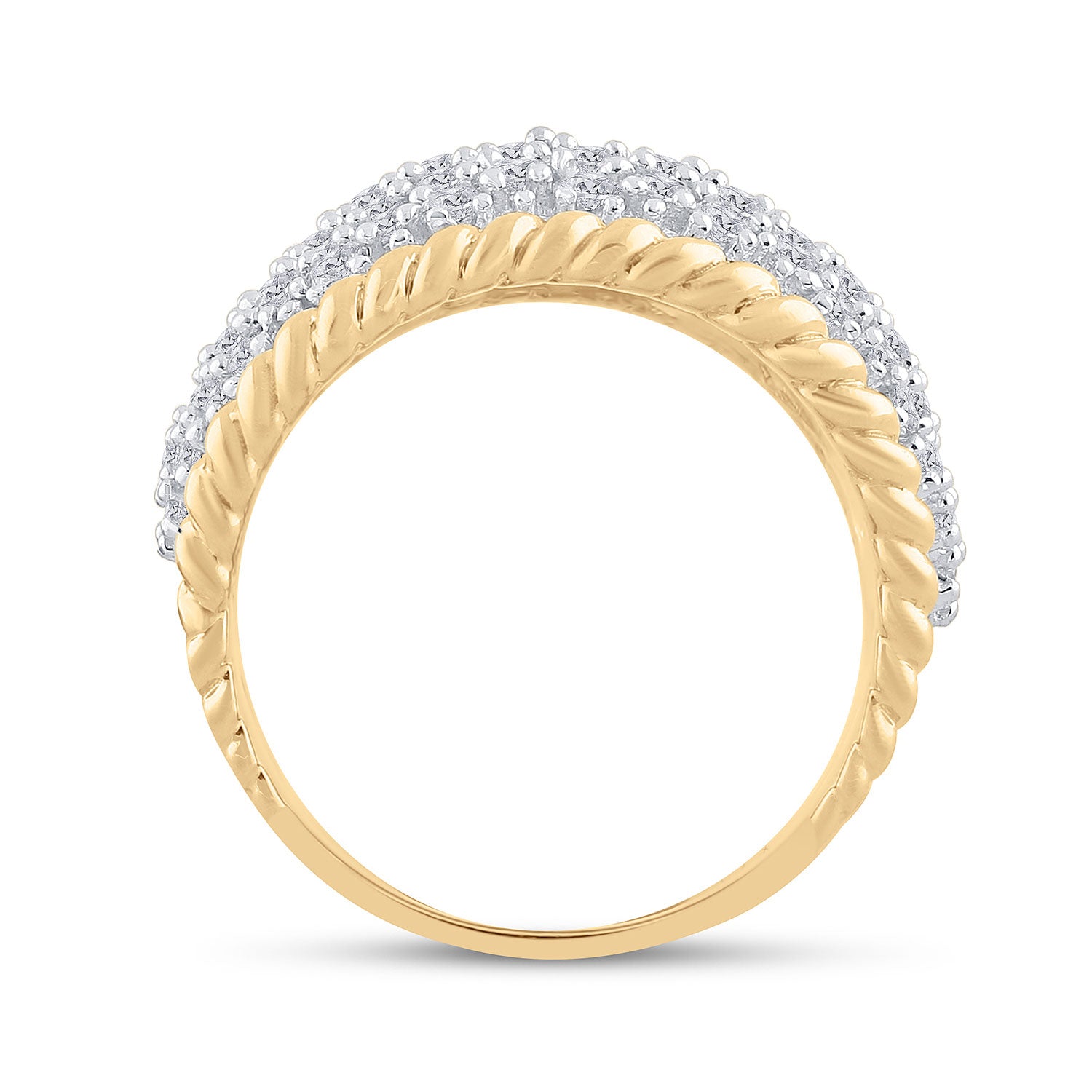 10kt Yellow Gold Womens Round Diamond Pave Rope Band Ring 2 Cttw