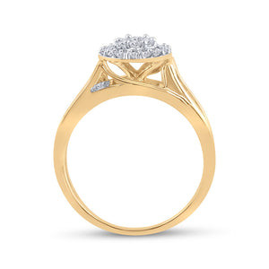 14kt Yellow Gold Womens Round Diamond Flower Cluster Ring 1/2 Cttw