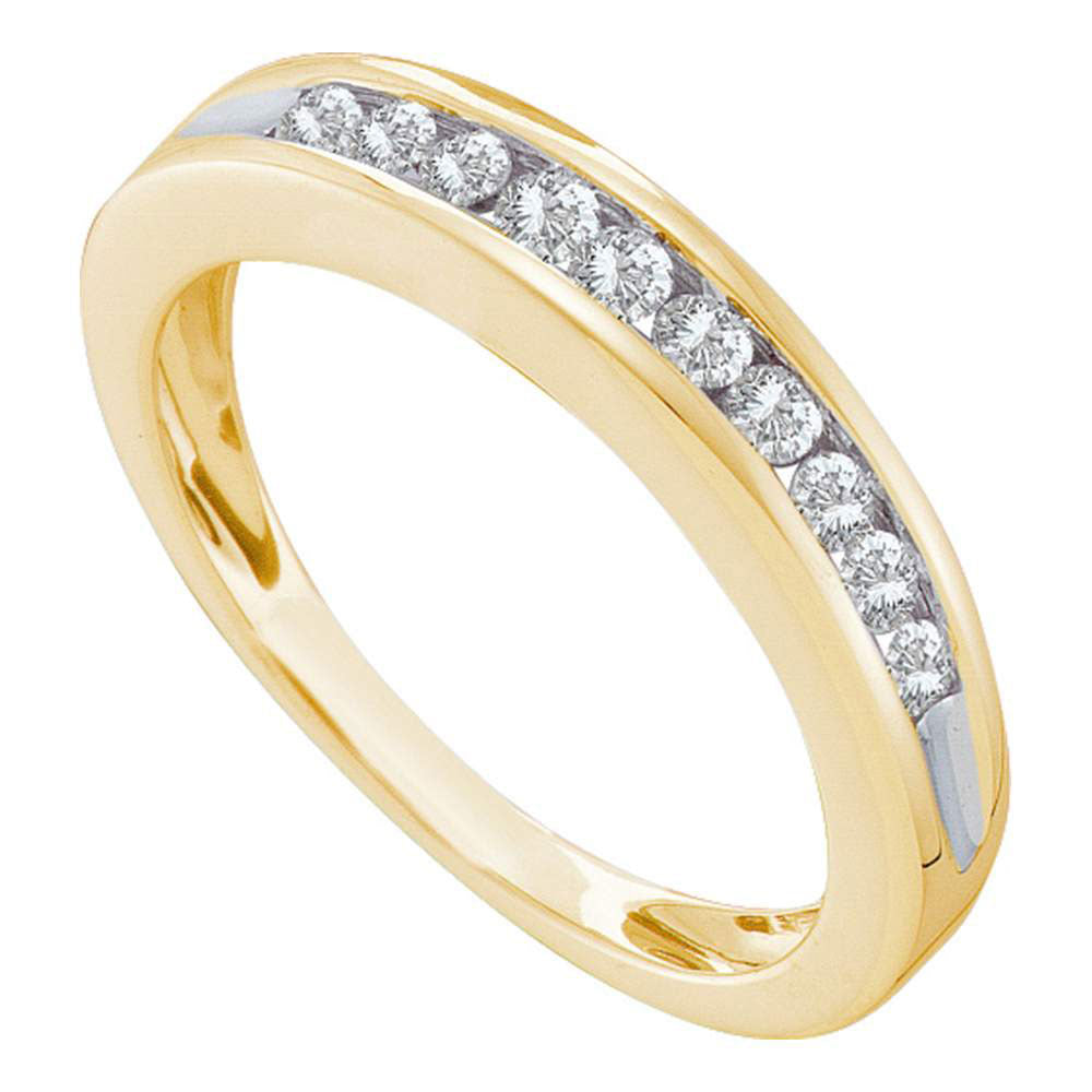 10kt Yellow Gold Womens Round Diamond Wedding Single Row Band 1/4 Cttw