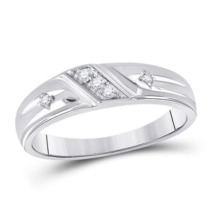 Sterling Silver His Hers Round Diamond Cross Matching Wedding Set 1/5 Cttw
