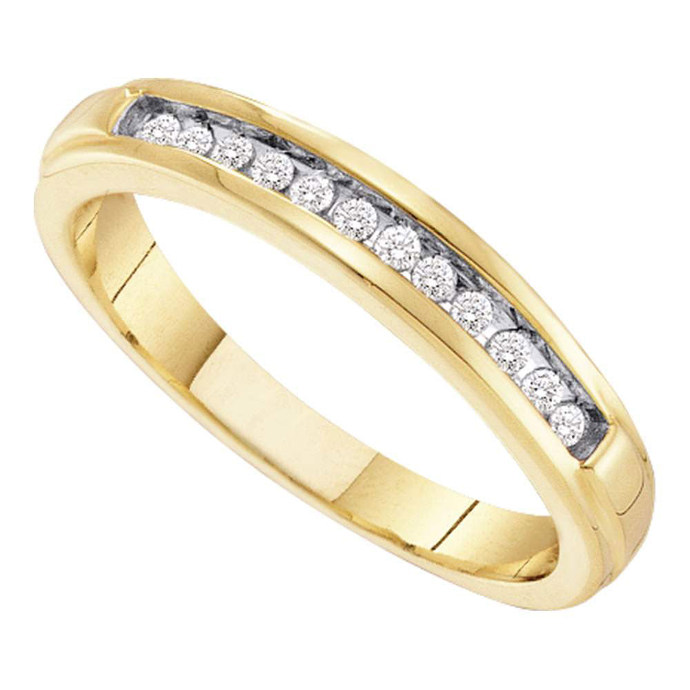 10kt Yellow Gold Womens Round Diamond Single Row Band Ring 1/8 Cttw