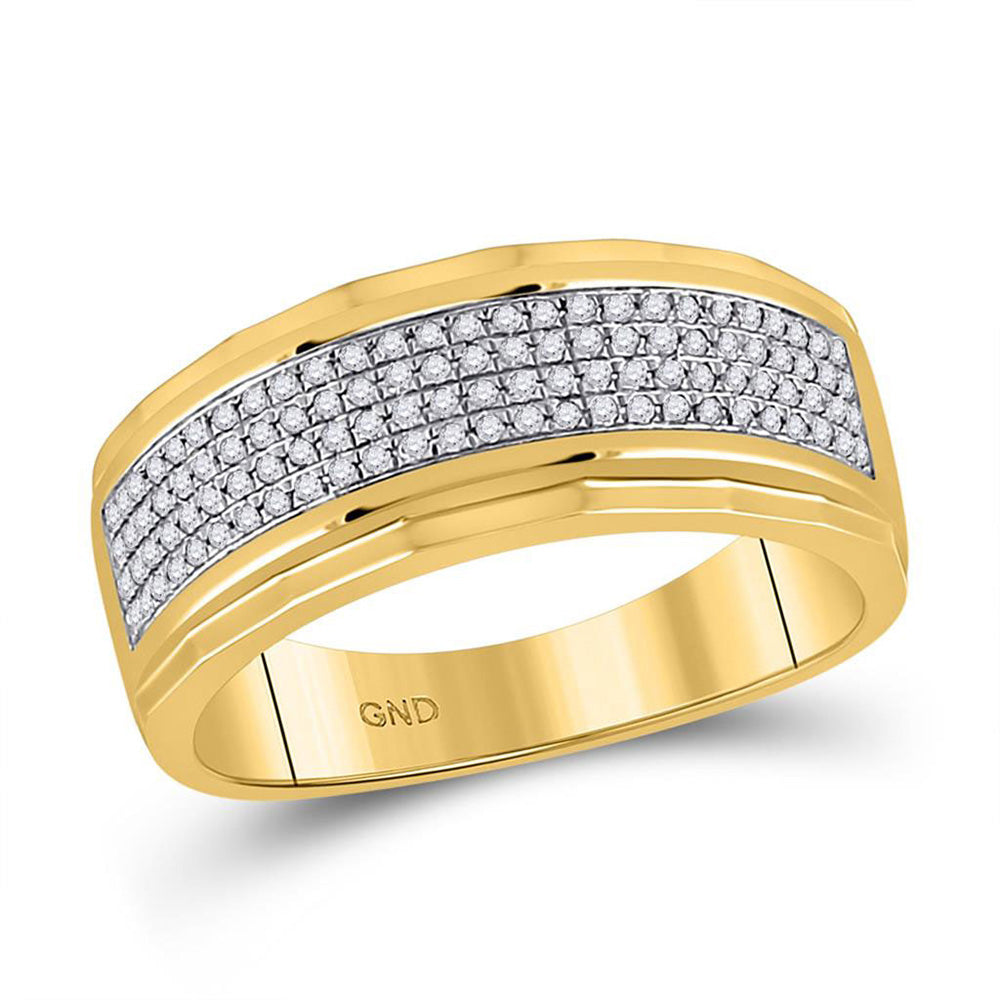 10kt Yellow Gold Mens Round Diamond Band Ring 1/3 Cttw