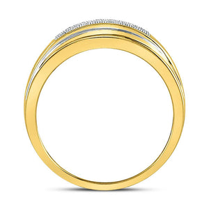 10kt Two-tone Gold Mens Round Diamond Wedding Band Ring 1/8 Cttw