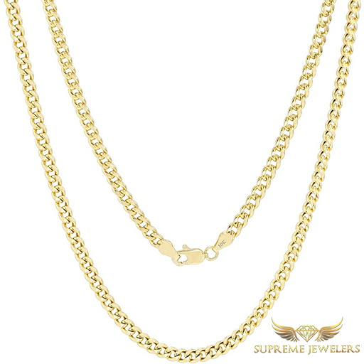 4mm 10K Gold Cuban Link