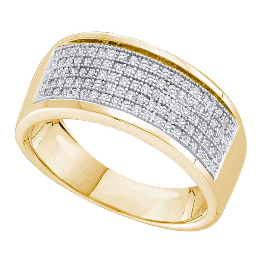 10kt Yellow Gold Womens Round Diamond Pave Band Ring 1/3 Cttw