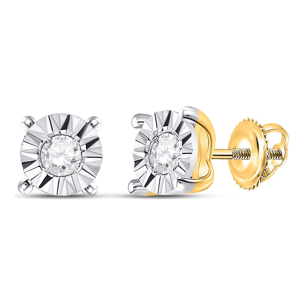 10kt Yellow Gold Womens Round Diamond Miracle Stud Earrings 1/6 Cttw