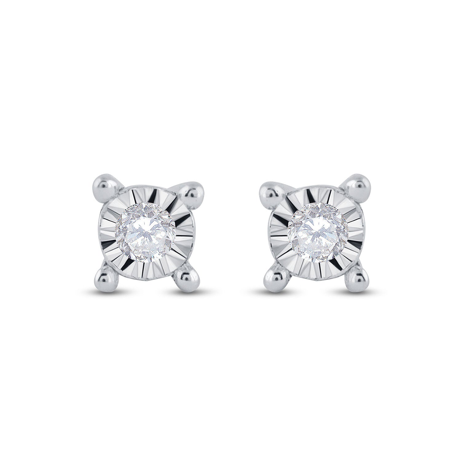 10kt White Gold Womens Round Diamond Stud Earrings 1/20 Cttw