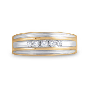 10kt Yellow Gold Mens Round Diamond 5-stone Wedding Ring 1/4 Cttw