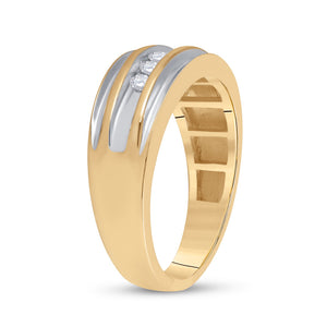 10kt Yellow Gold Mens Round Diamond 5-stone Wedding Ring 1/4 Cttw