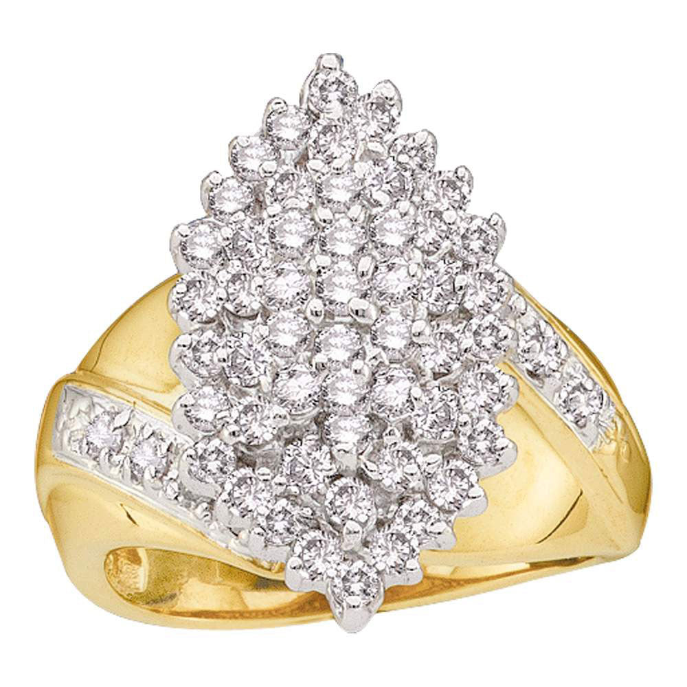 10kt Yellow Gold Womens Round Diamond Marquise-shape Cluster Ring 1 Cttw
