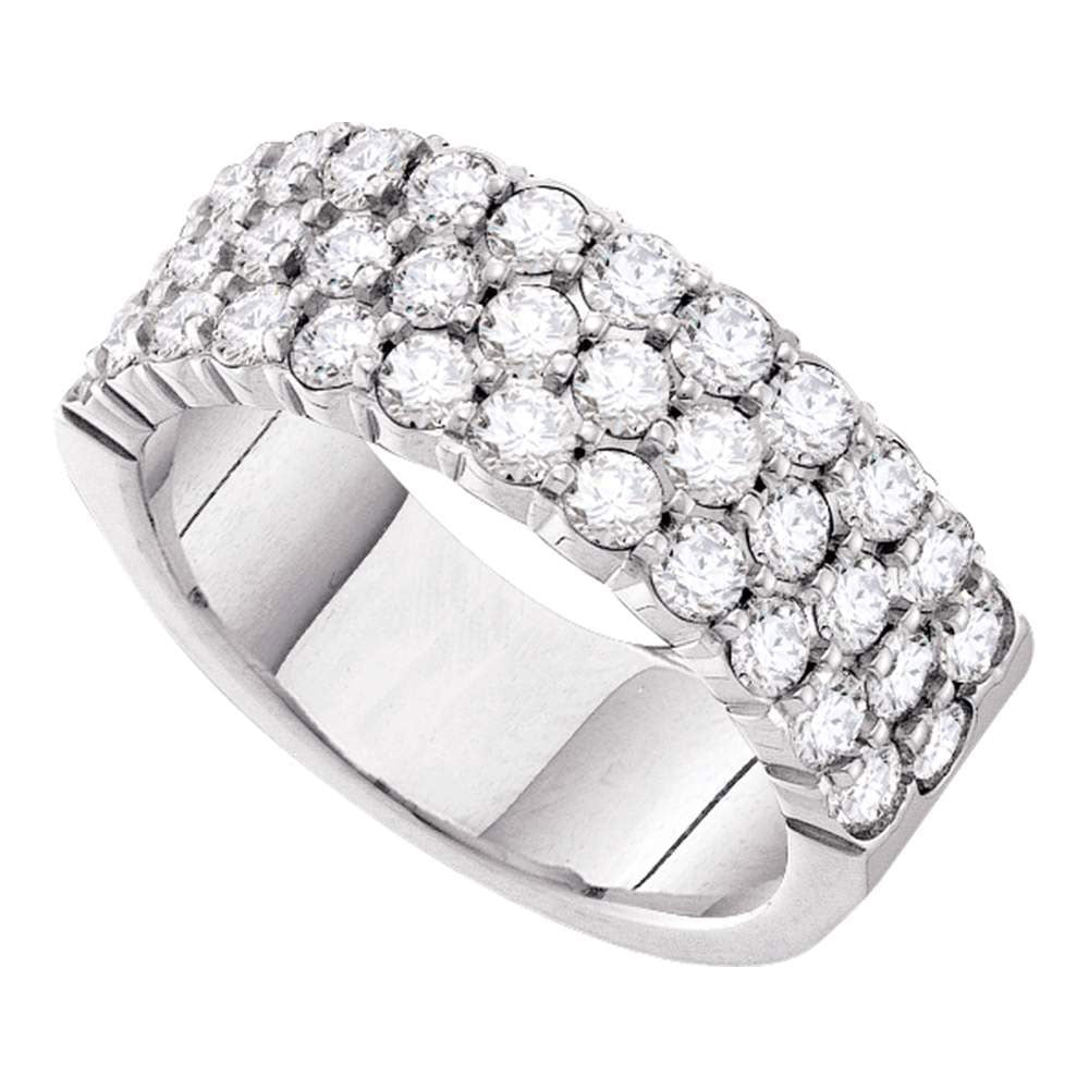 14kt White Gold Womens Round Diamond Triple Row Pave Band Ring 3 Cttw