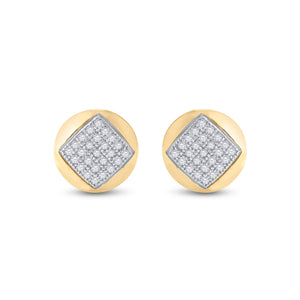 10kt Yellow Gold Womens Round Diamond Cluster Earrings 1/6 Cttw