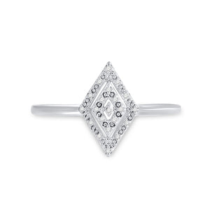 10kt White Gold Womens Round Diamond Geometric Fashion Ring 1/20 Cttw
