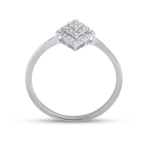 10kt White Gold Womens Round Diamond Geometric Fashion Ring 1/20 Cttw